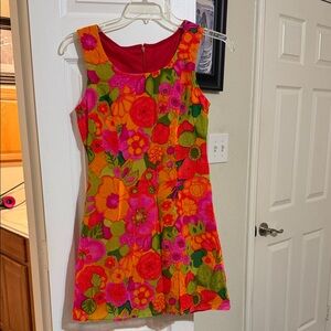 Original Handmade Vibrant Floral Sleeveless Dress